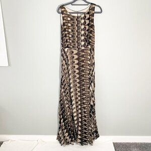 Eliza J brown black sleeveless lined‎ fitted flowy maxi dress - Size 6